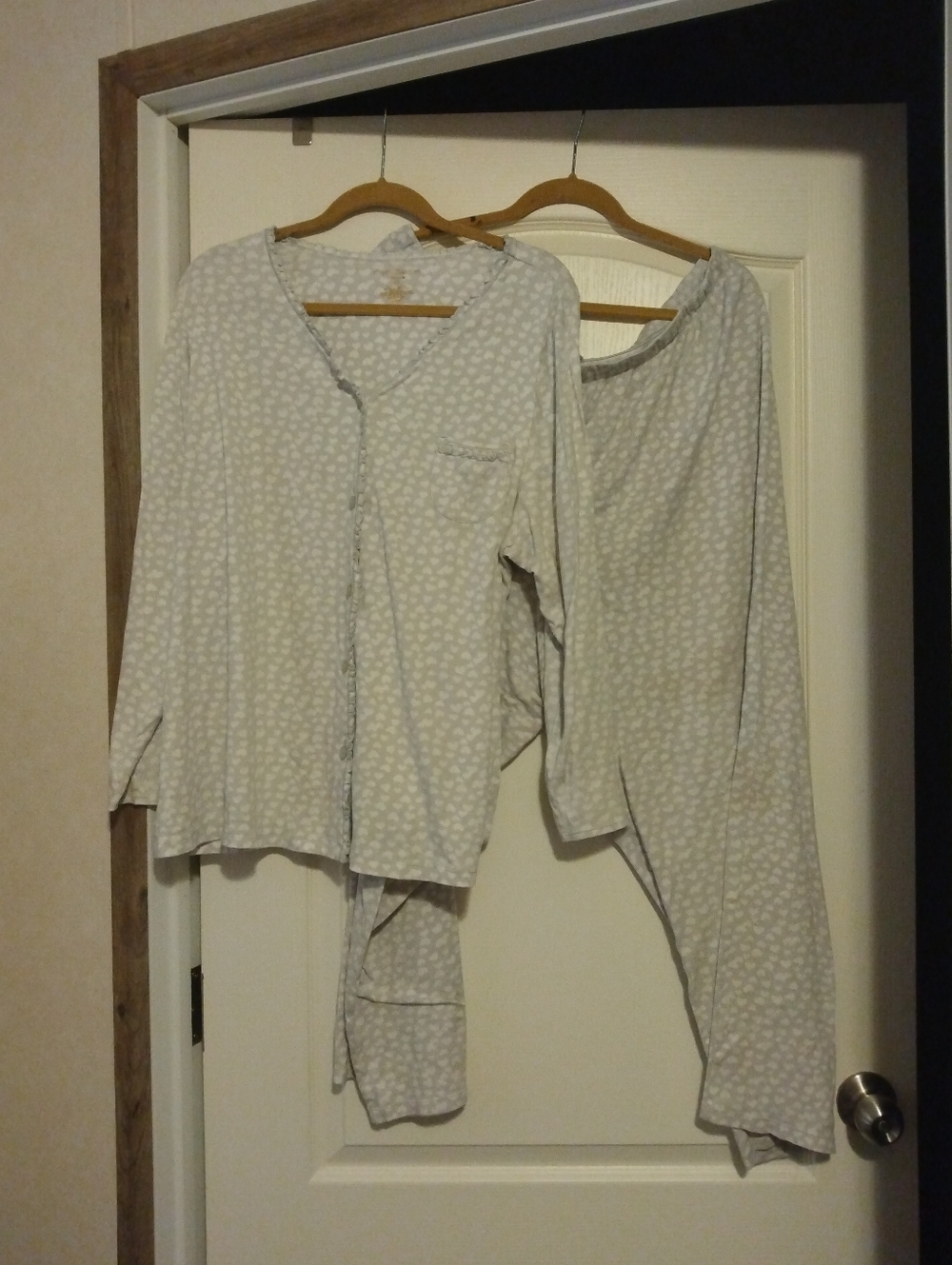 Croft & Barrow Gray & White Heart Print Comfy Cozy Pajama Set sz 2X